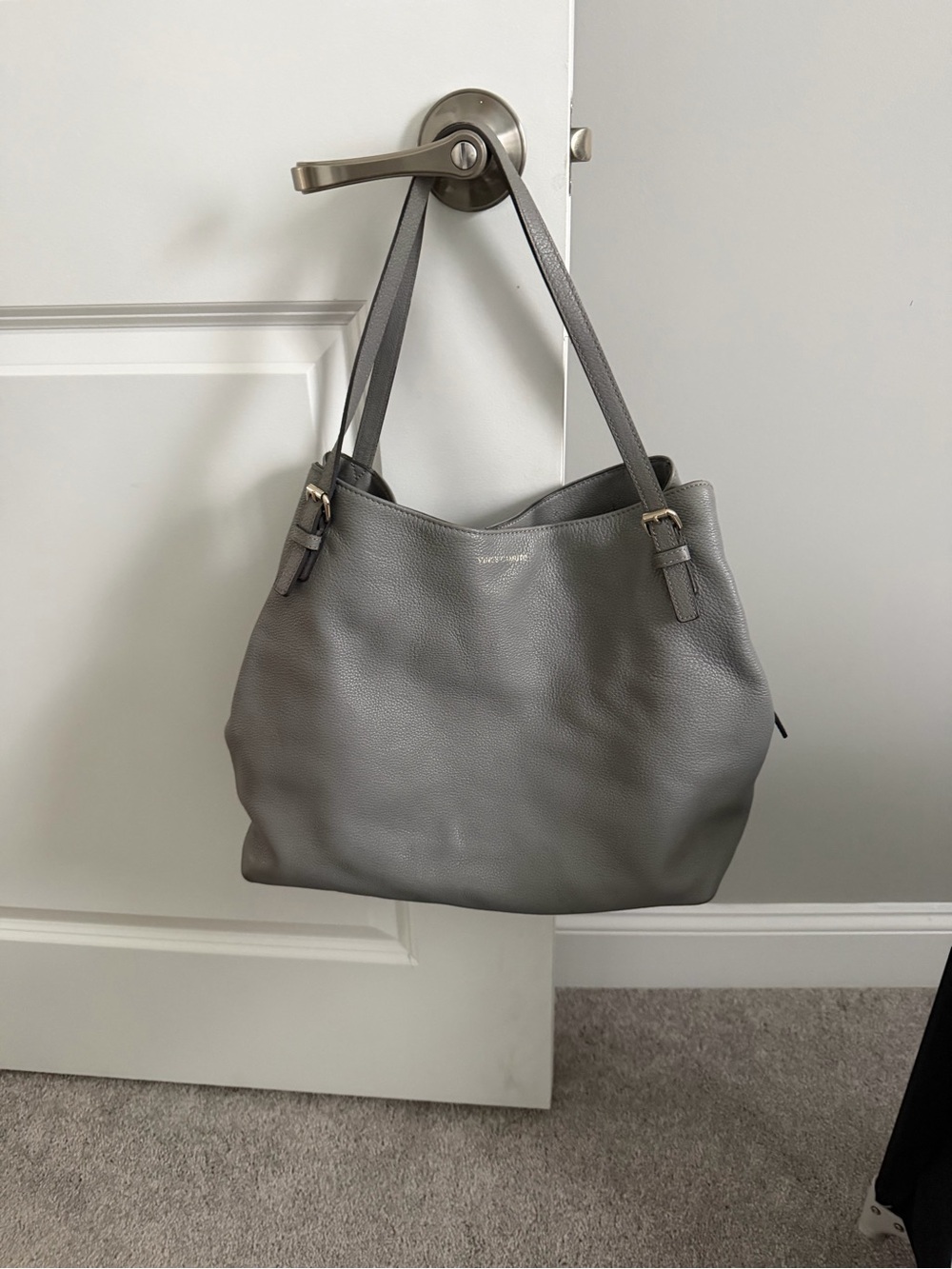 Vince Camuto Gray Pebbled Leather Shoulder Bag